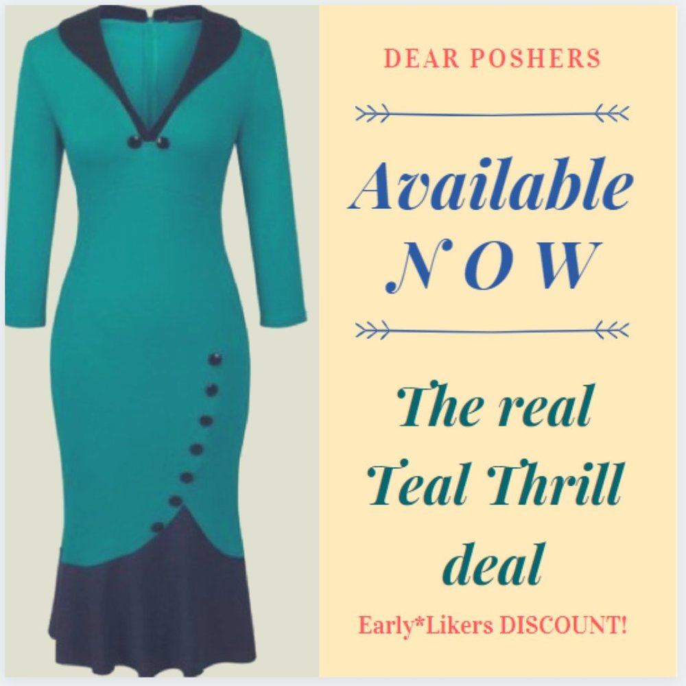 VINTAGE Teal FISHTAIL Dress WONDER ~ VaVaVoom!